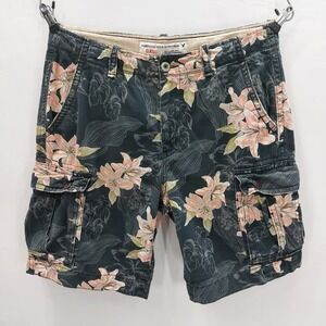 American Eagle Cargo Shorts Men's 34 Floral Tropical Utility Classic Fit Gray